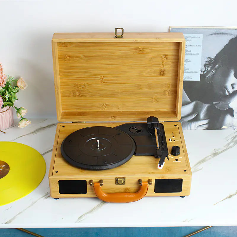 Vintage Portable Vinyl Record Player with Bluetooth Speaker