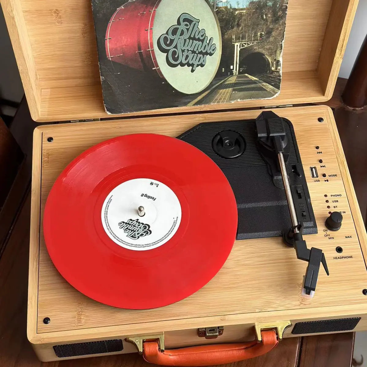 Vintage Portable Vinyl Record Player with Bluetooth Speaker